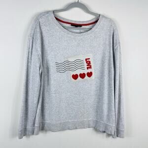 Jane And Delancey Size Large Love Letter Graphic Sweatshirt Gray